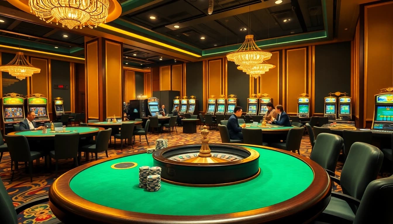 Engaging players strategizing at a high-stakes poker table featuring game bài đổi thưởng.