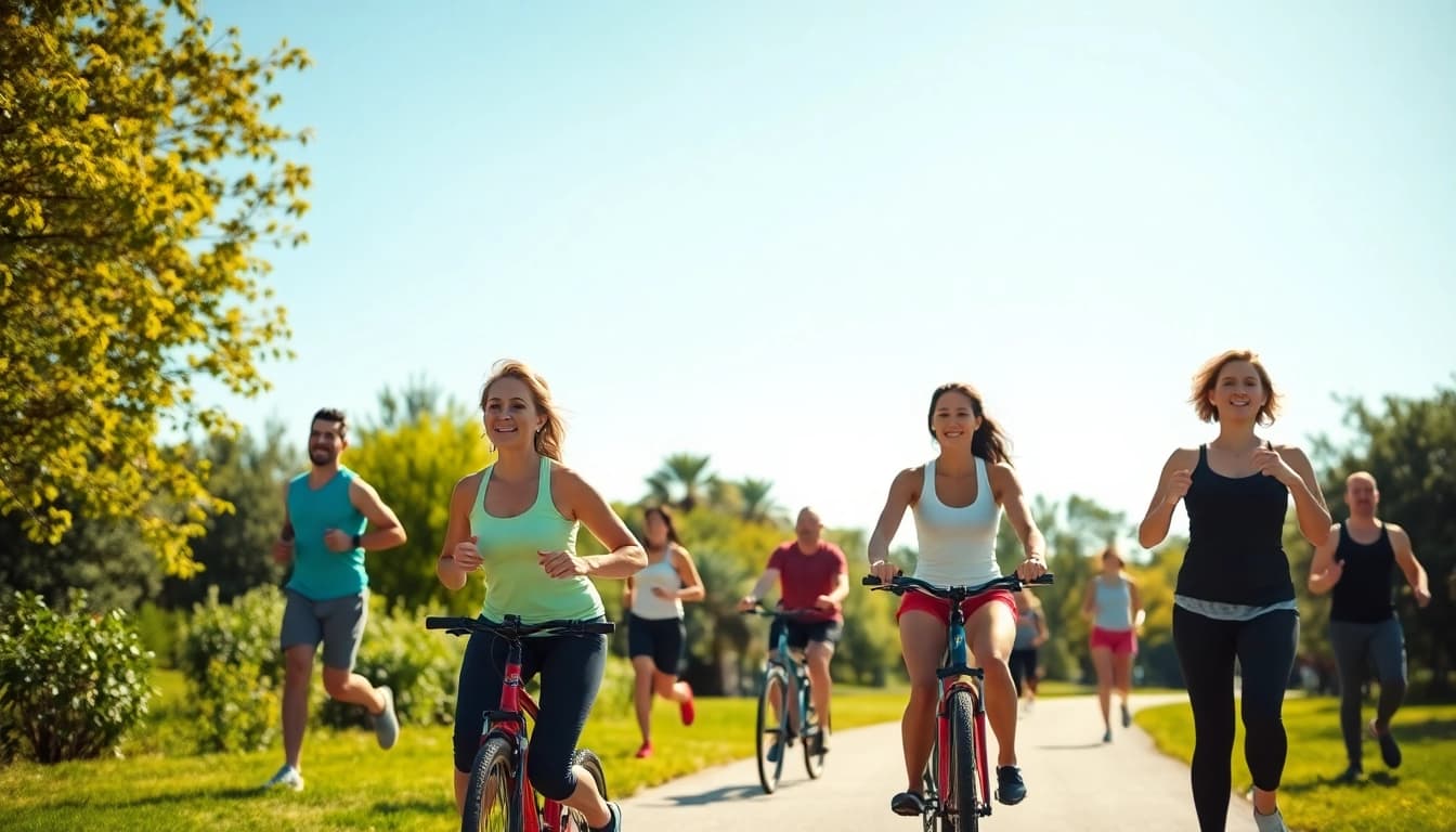 Group of friends engaging in outdoor activities for weight loss.