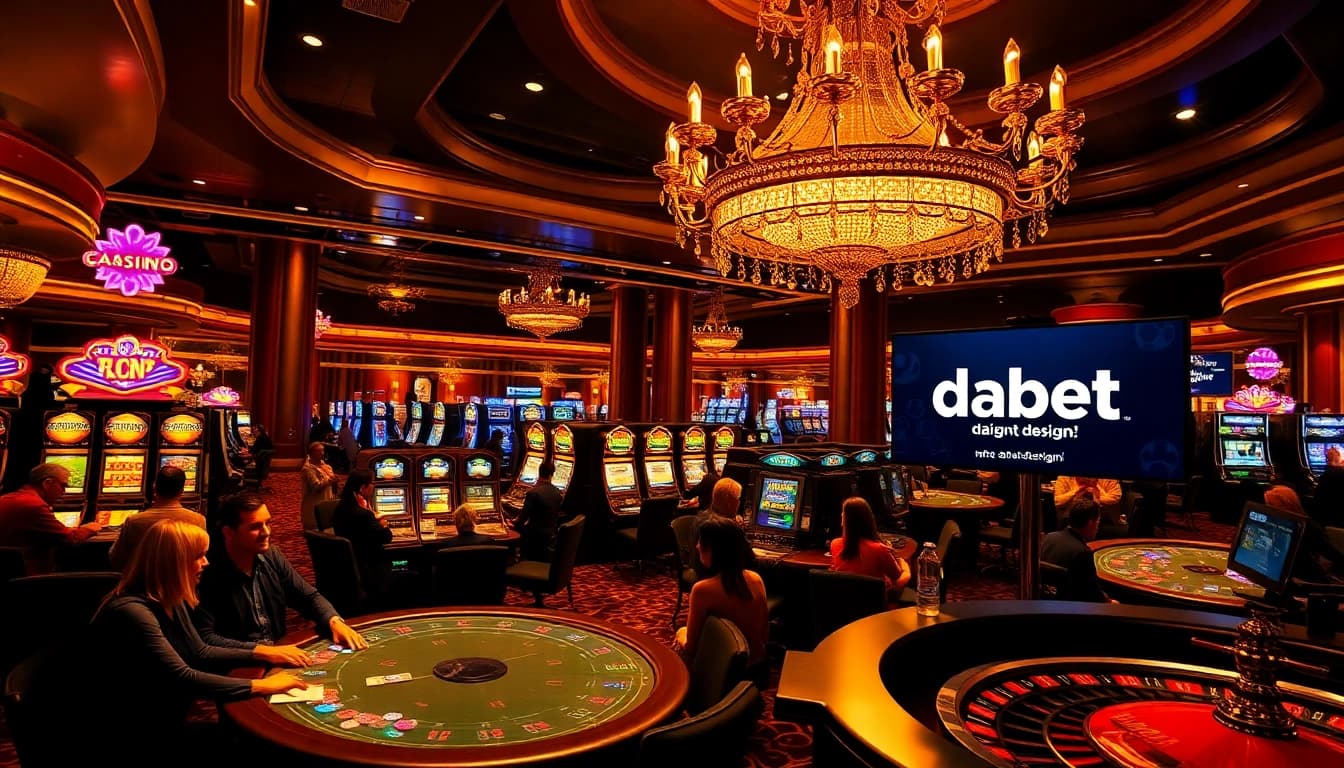 Experience high-stakes thrills at a casino showcasing https://dabet.design/'s exciting gaming atmosphere with poker and slots.