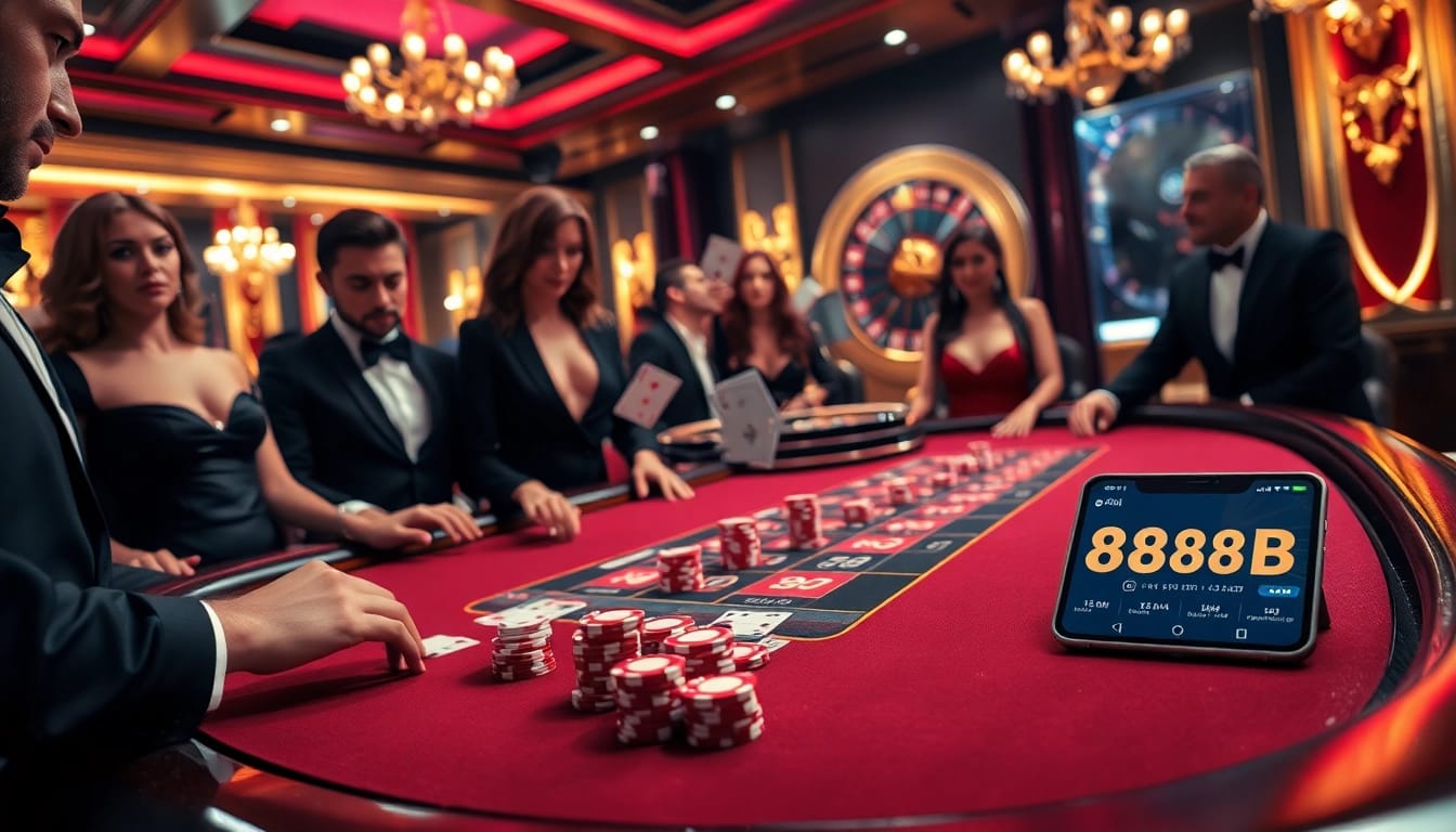 Experience thrilling gameplay at 888b.com with elegant casino chips and cards creating a dynamic atmosphere.