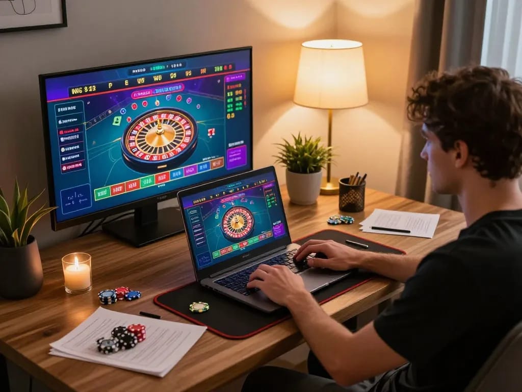 Engaging in live dealer games on cm88, showcasing vibrant online casino experience at home