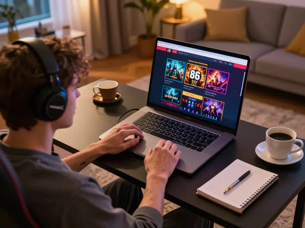 Player engaging with the 86bet online casino interface, showcasing an immersive gaming experience