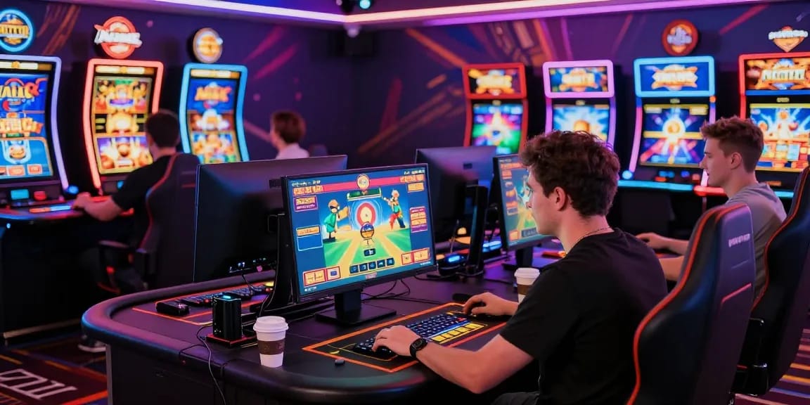 Players enjoying a vibrant gaming experience at non GamStop casinos with colorful graphics and engaging atmosphere.