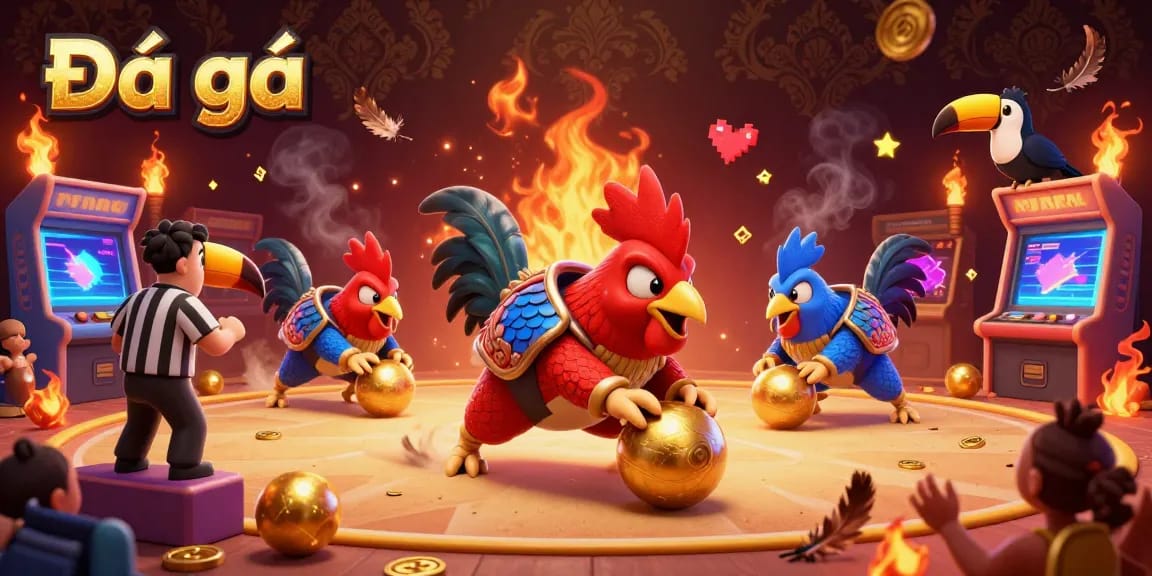 Experience thrilling Đá gà action in a vibrant and dynamic 3D illustration featuring rival pangolins and a colorful arena.