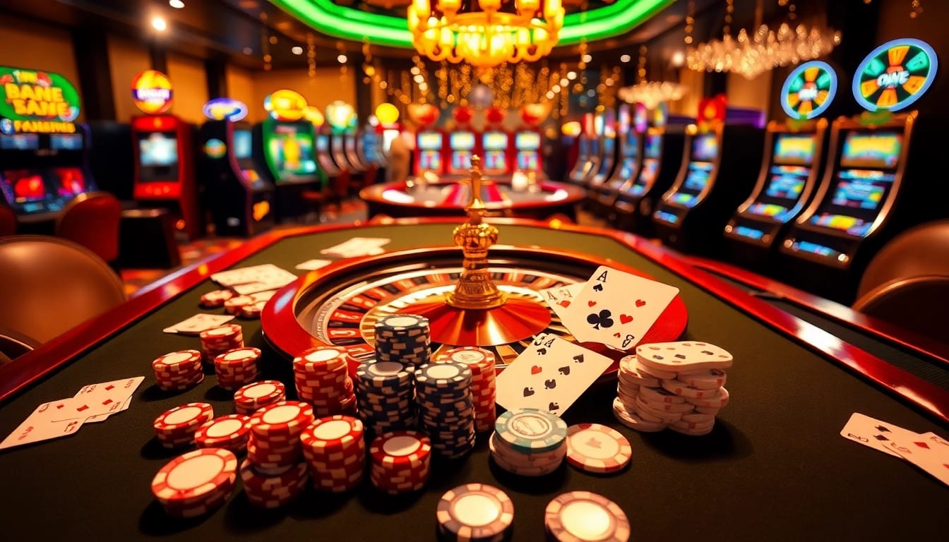 Experience excitement at https://xx88.promo/ with a luxurious casino atmosphere featuring vibrant lights and gambling action.