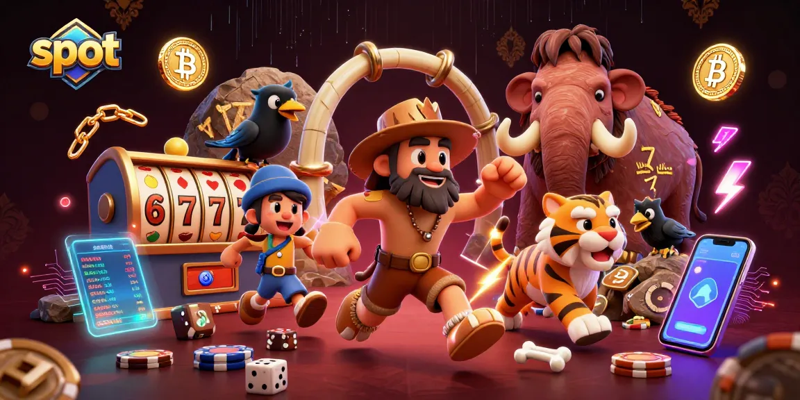 Catch the excitement of slot games in a vibrant prehistoric casino with unique characters.