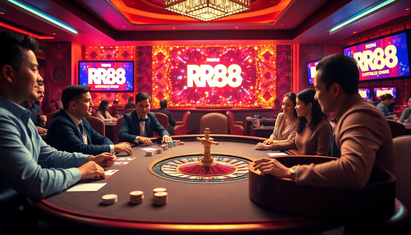 Experience the thrill of rr88 with players engaged at a vibrant casino table.