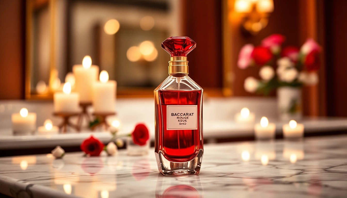 Discover the elegance of Baccarat Rouge 540 inspired perfume in a luxurious, candlelit setting.