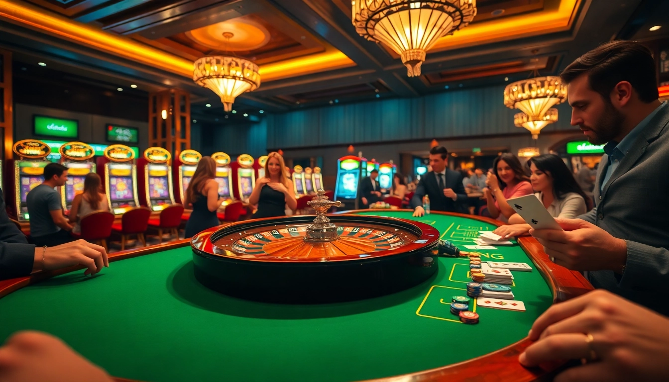 Enjoy thrilling gameplay at https://bancaonline88.com/ with players at an exciting roulette table, chips in hand.