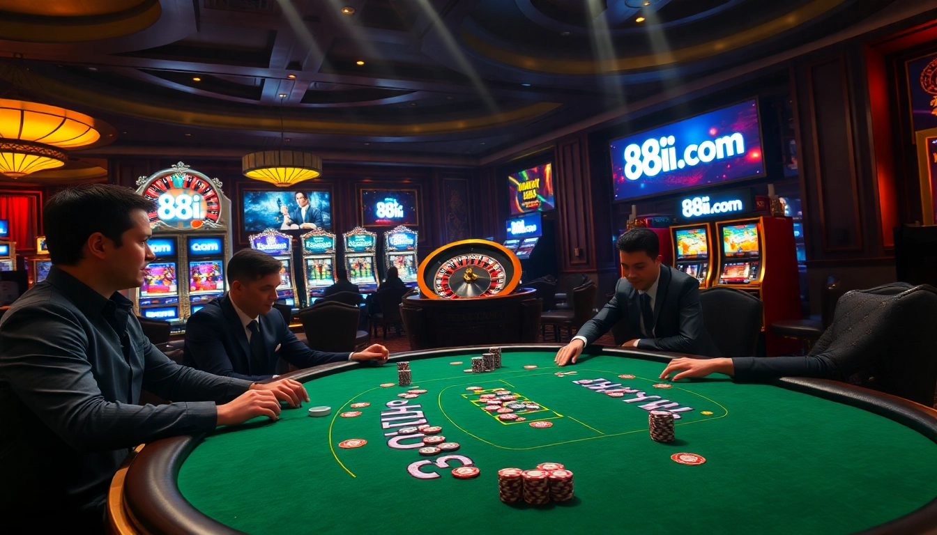 Experience the thrill of blackjack as players engage at the luxurious 88i com casino table.