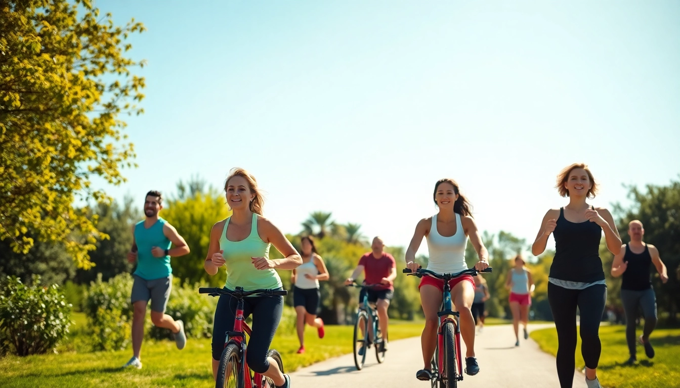 Group of friends engaging in outdoor activities for weight loss.