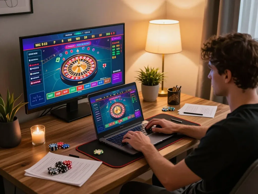 Engaging in live dealer games on cm88, showcasing vibrant online casino experience at home