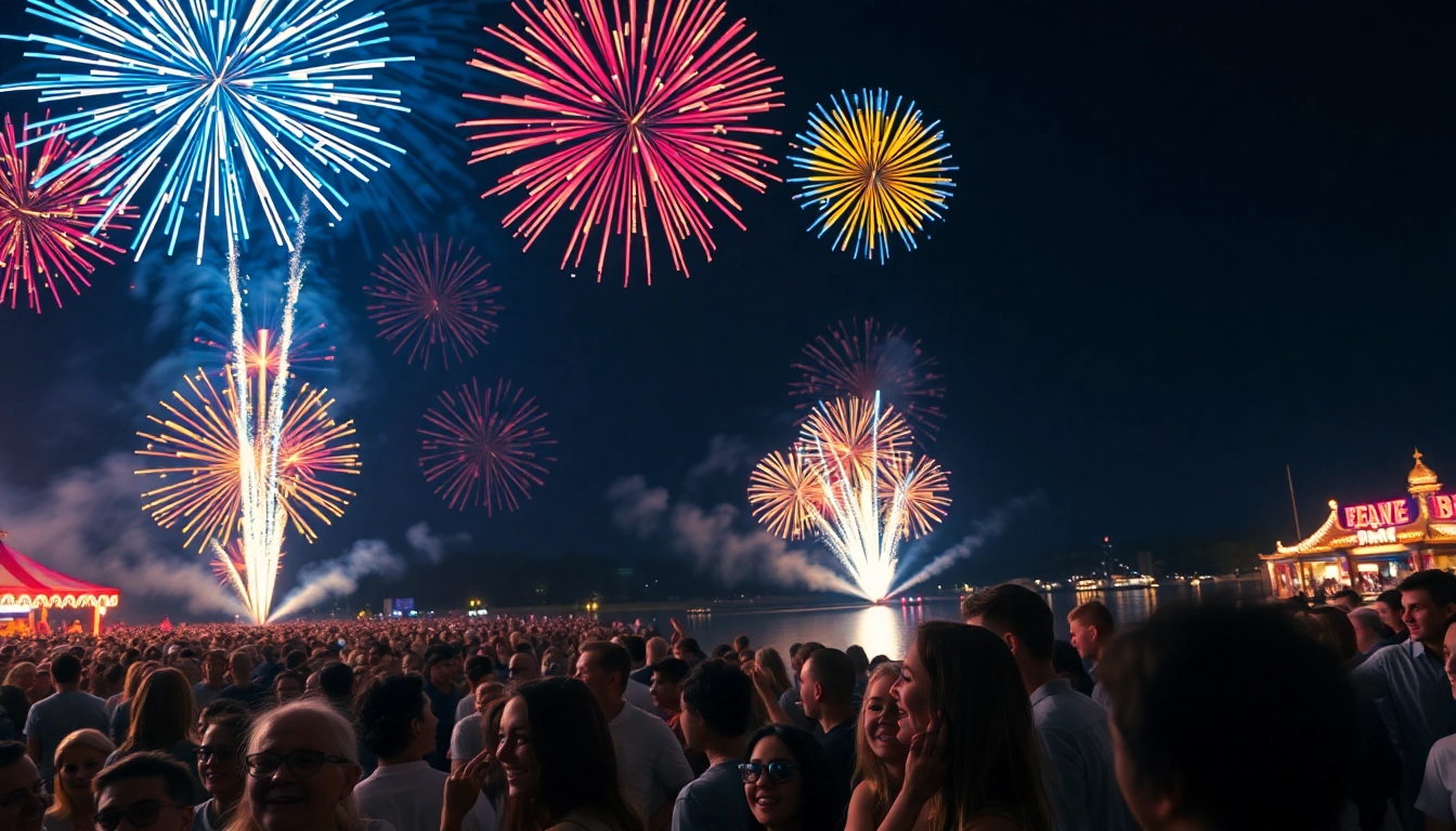 Experience breathtaking fireworks uk lighting up the night sky at a festival.