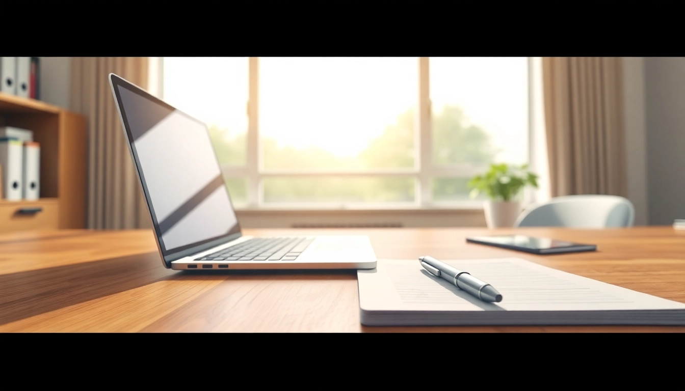 Filling out the eta uk application form in a professional workspace with a laptop and notepad.