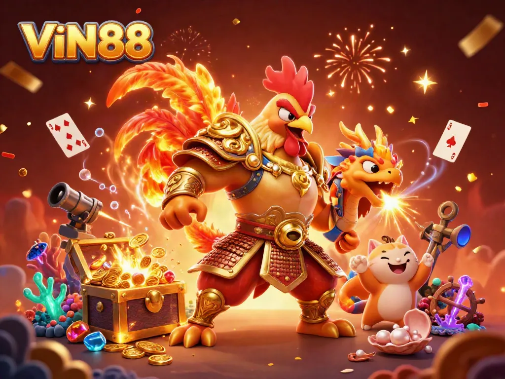 Spin to win big with VIN88's immersive gaming experience featuring unique characters and exciting visuals.