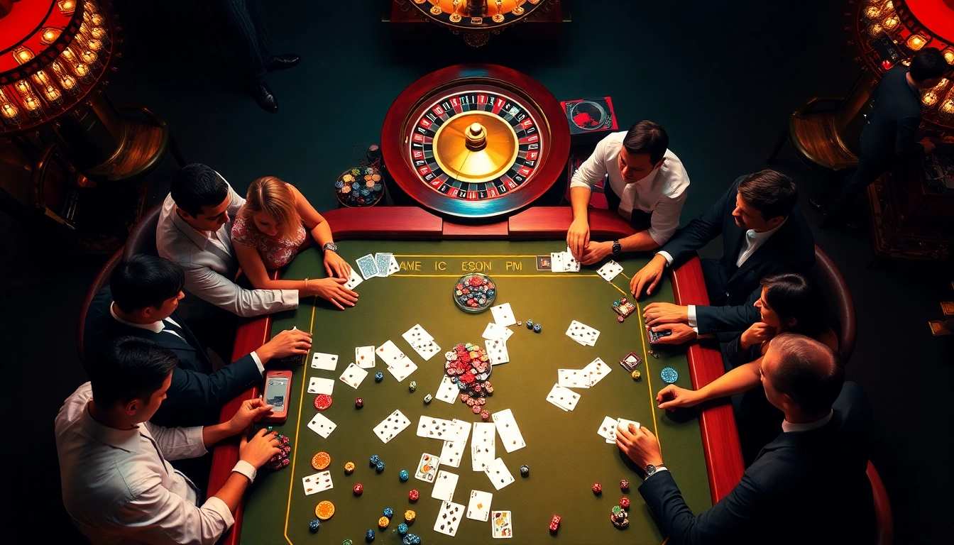 Exciting gameplay at Plataforma 999E with diverse players around a luxury casino table.