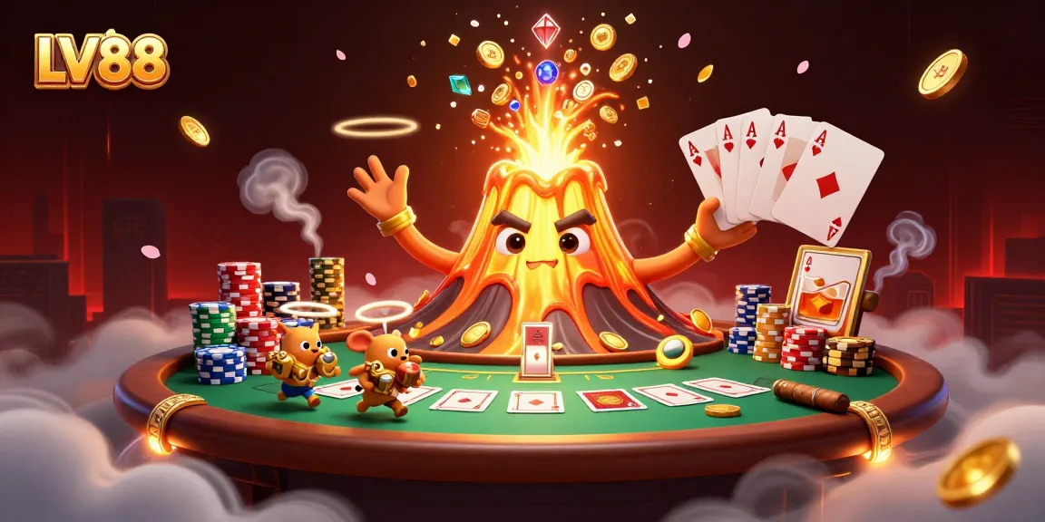 Experience LV88's thrilling casino adventure with treasures amid vibrant gaming elements.