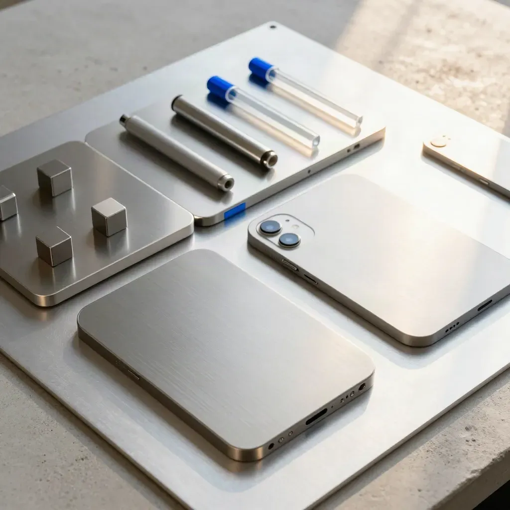 Overhead metal launch kit with phone tile, tracking cubes and blue acrylic markers