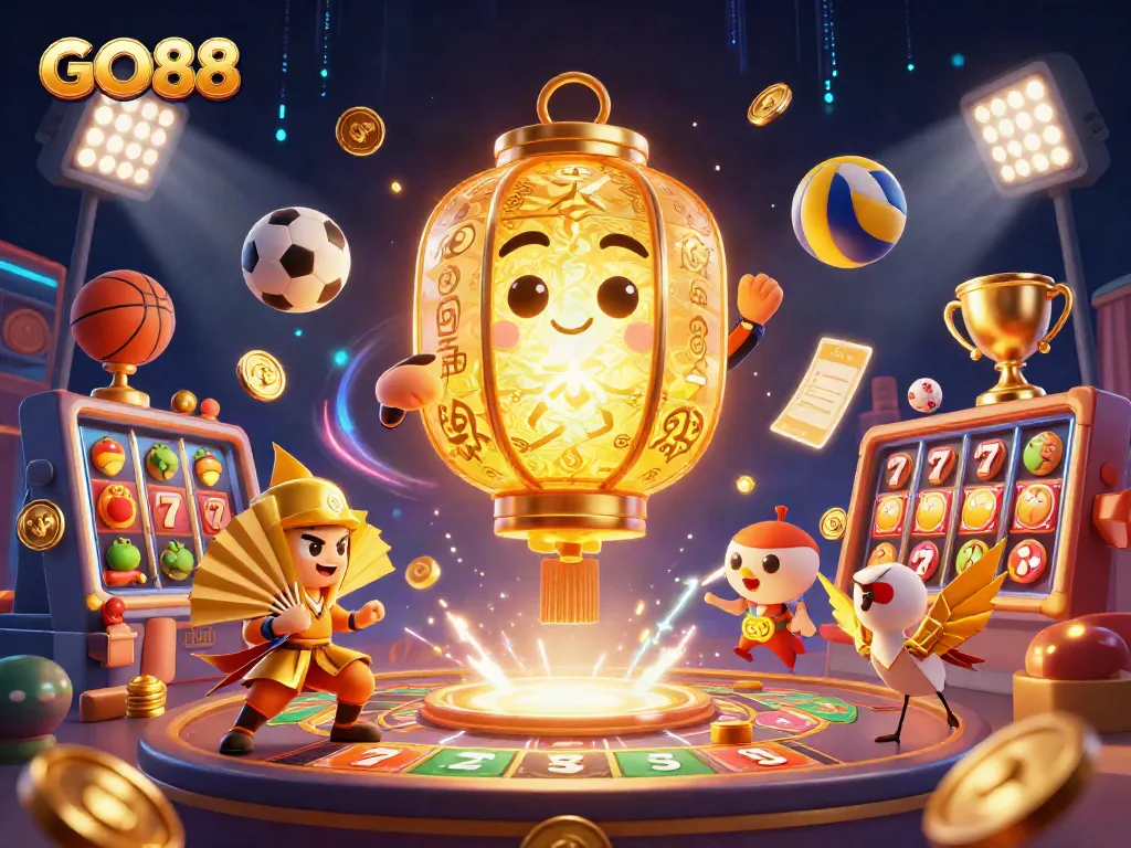 Engage with GO88 to win at exciting casino games, featuring vibrant characters and dynamic gaming elements.