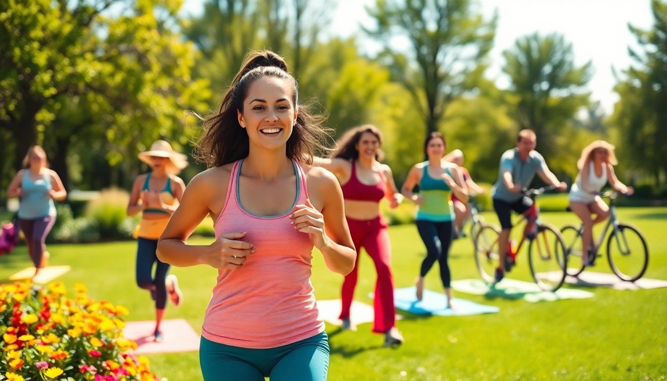 Dynamic scene of individuals exercising outdoors for effective weight loss.