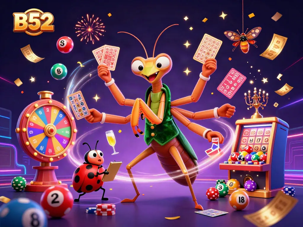 Experience winning excitement at B52 casino with colorful games and vibrant characters