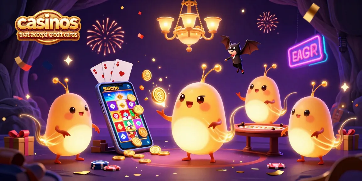 Experience the excitement at casinos that accept credit cards with glowworms lighting up a vibrant casino scene.