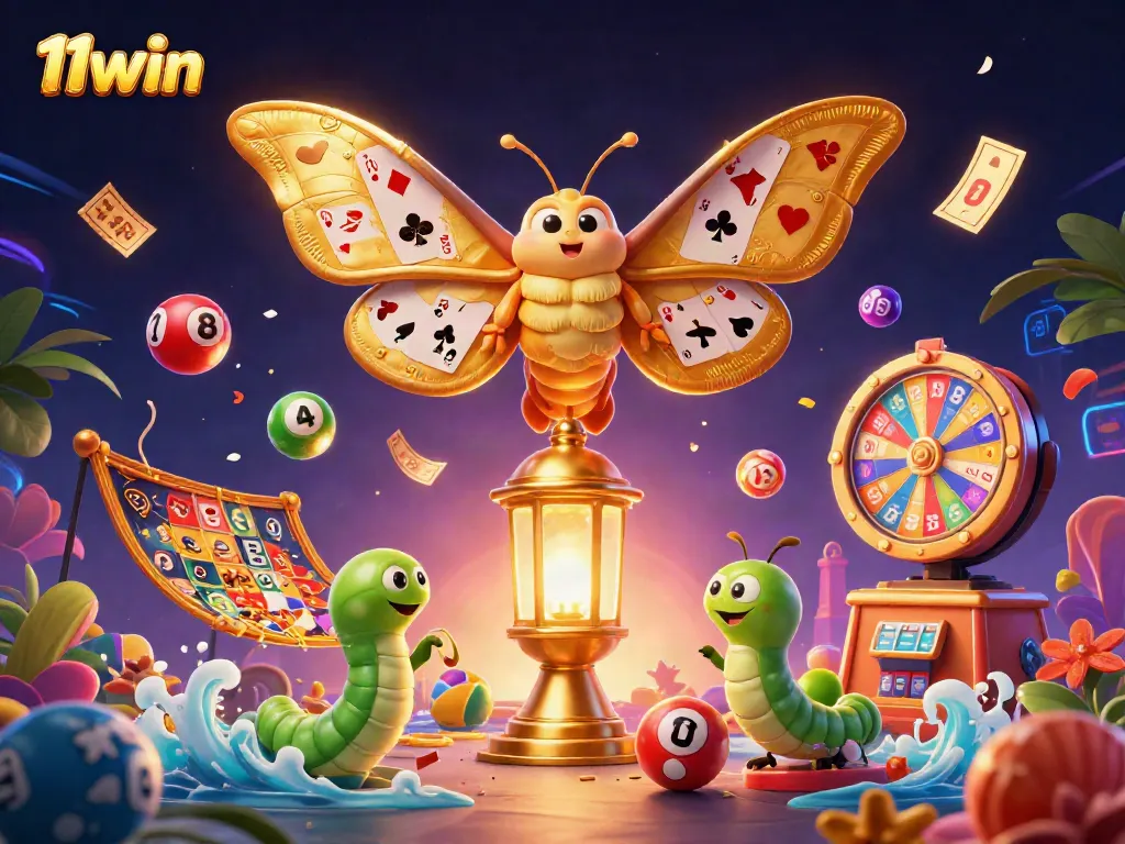Experience thrilling wins and vibrant gameplay with 11win, showcasing colorful lottery balls and gold-themed casino elements.