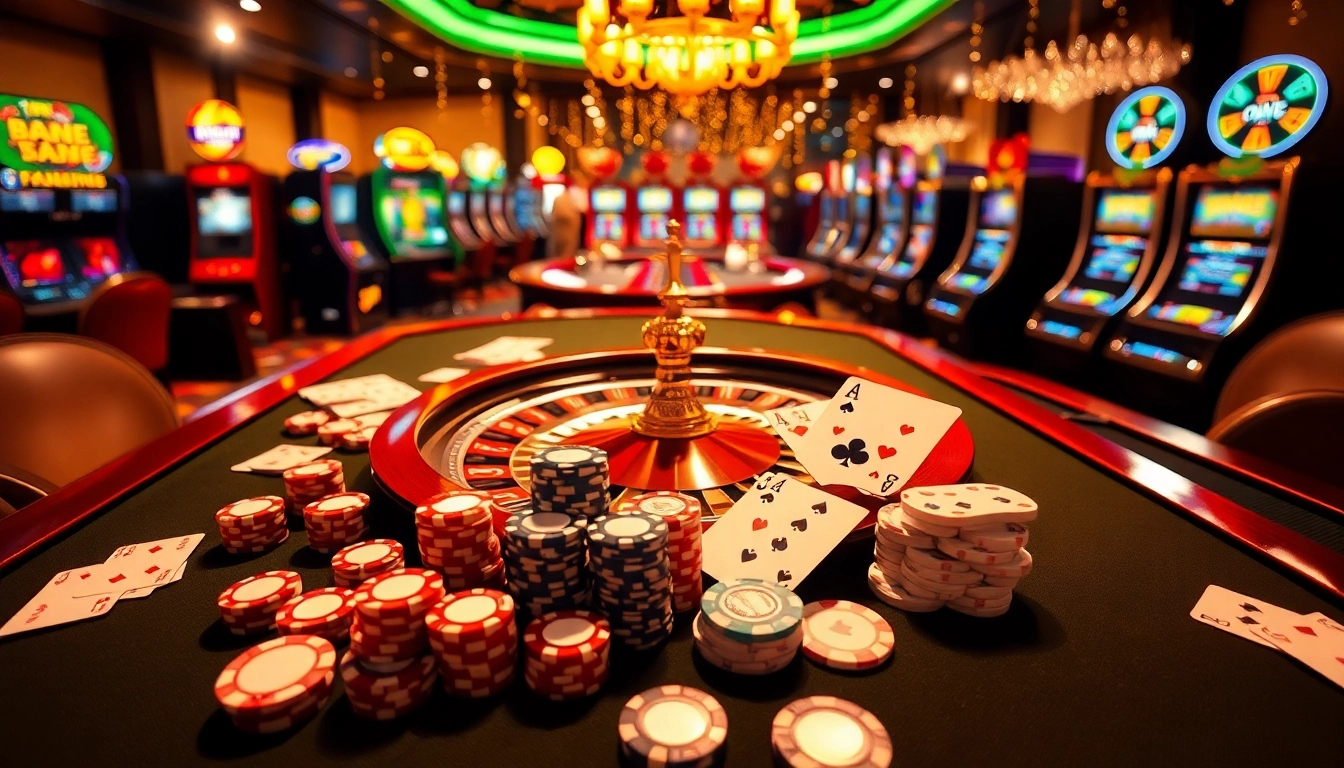 Experience excitement at https://xx88.promo/ with a luxurious casino atmosphere featuring vibrant lights and gambling action.