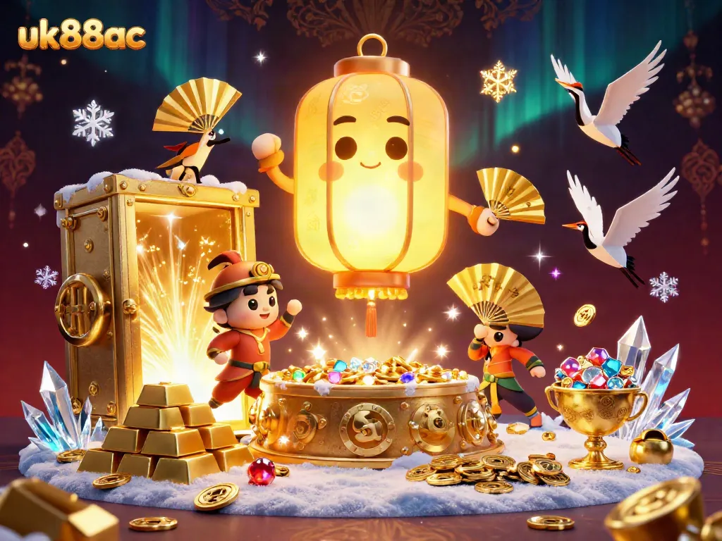 Experience the excitement of uk88ac with a vibrant casino spirit illustration full of treasures and lucky symbols.