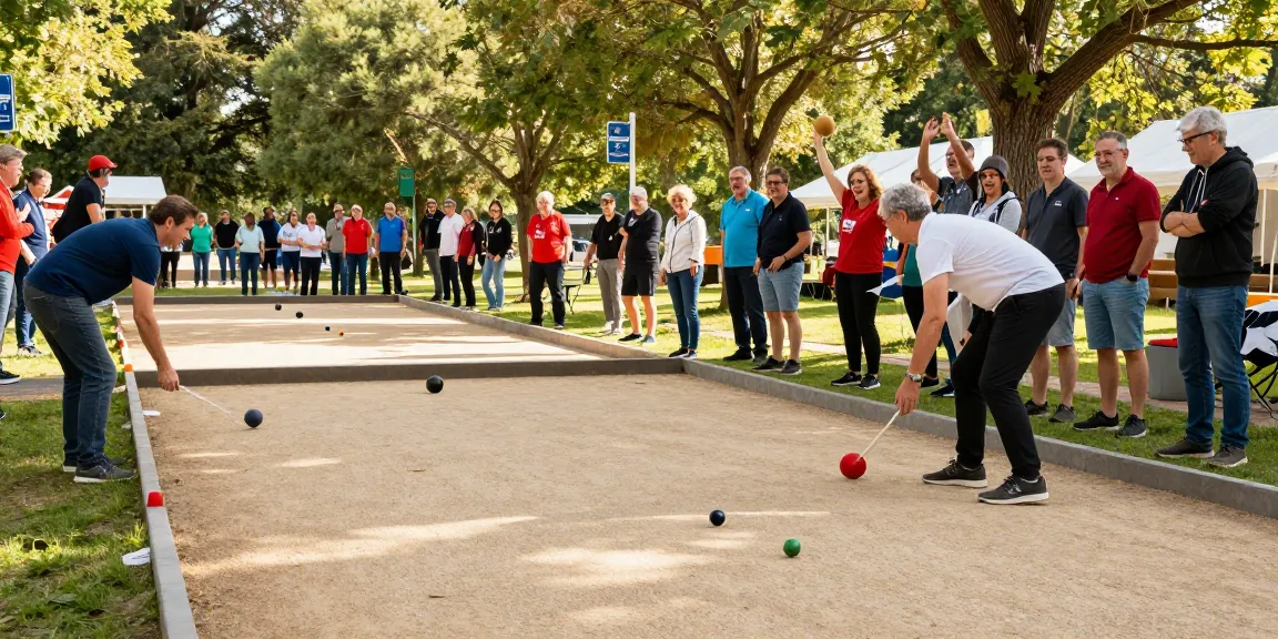 Engaging petanque match at fopikotabanjarba.org with diverse players and cheers.