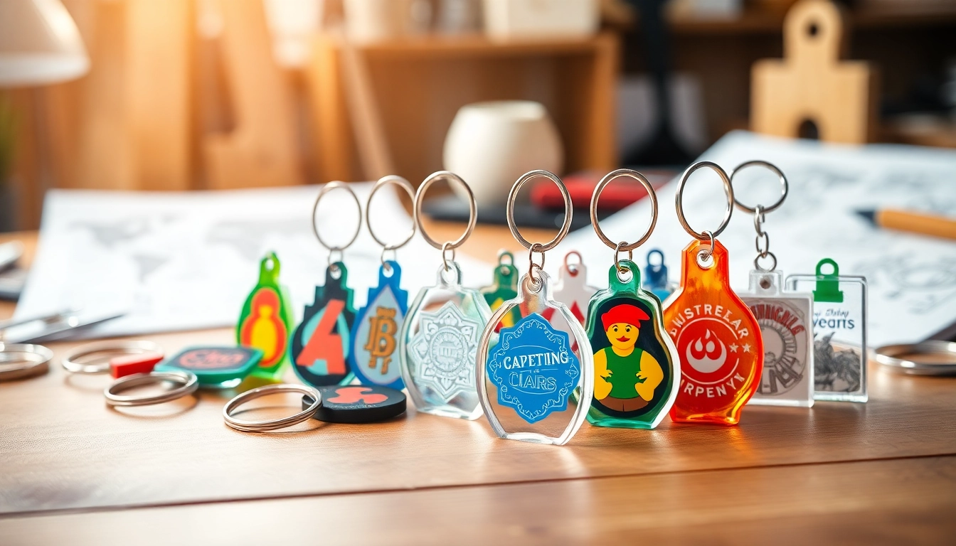 Acrylic keychain manufacturer showcases vibrant custom clear acrylic keychains designed for unique branding.