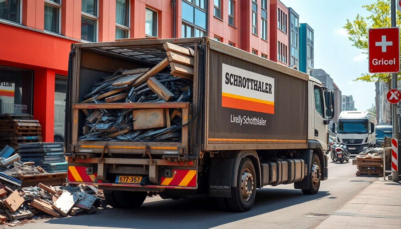 Schrotthändler Wuppertal efficiently collecting scrap metal in an urban environment.