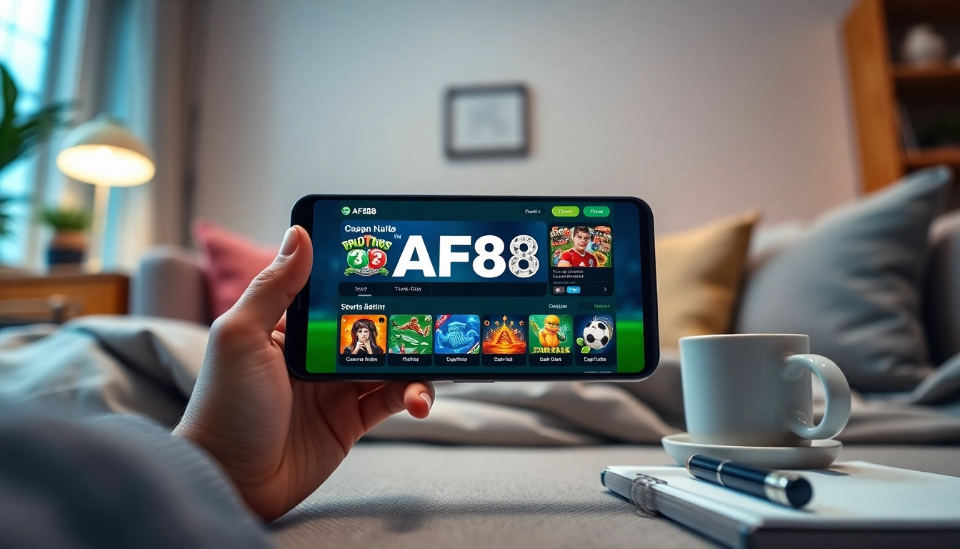 Experience AF88 online betting with an intuitive app interface in a cozy home setting.