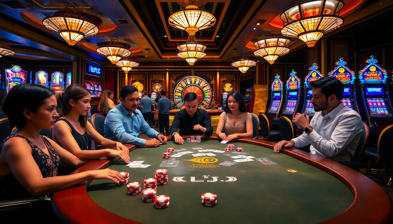 KJC poker players enjoying a vibrant casino experience with luxurious decor and gaming excitement.