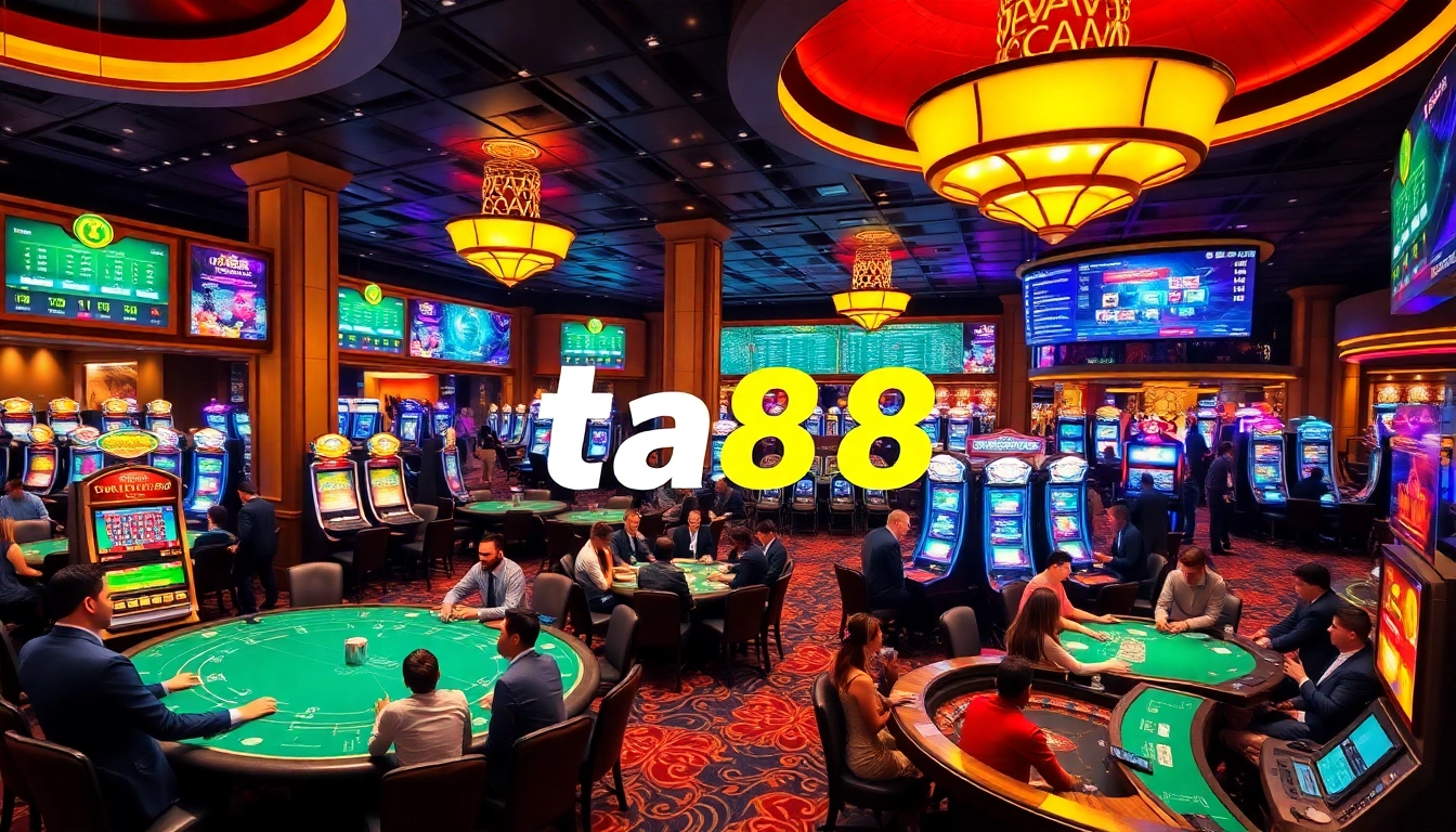 Experience thrilling gaming action at ta88's vibrant casino, featuring blackjack, poker, and modern slot machines.