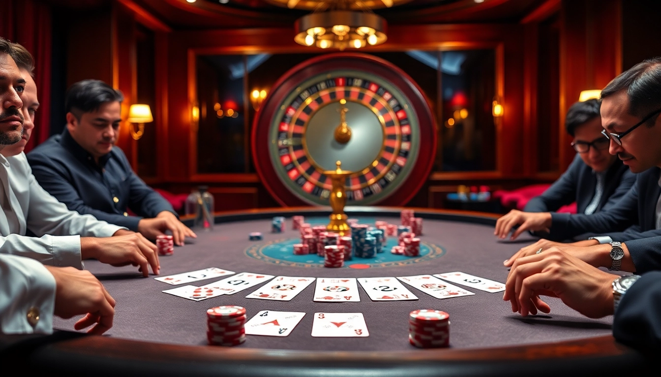 High-stakes poker action at Nhà cái NEW88 casino, with vibrant chips and cards.
