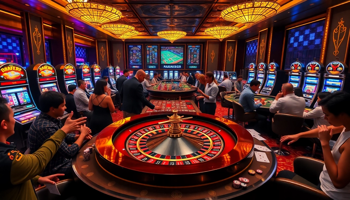 Experience exhilarating gameplay at rr88 com with vibrant casino tables and excited players.