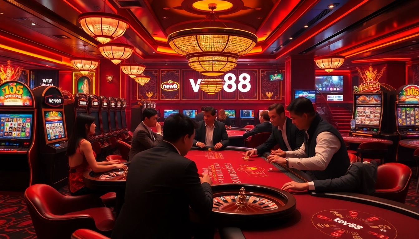 Experience the excitement of new88 at a vibrant casino table with players enjoying games.