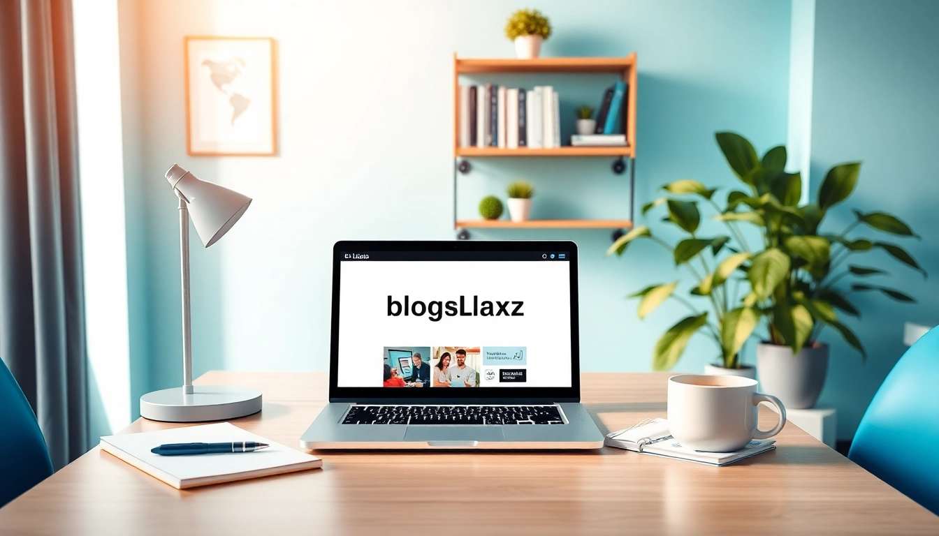 Innovative workspace featuring blogslabs.xyz on a laptop, designed for bloggers.