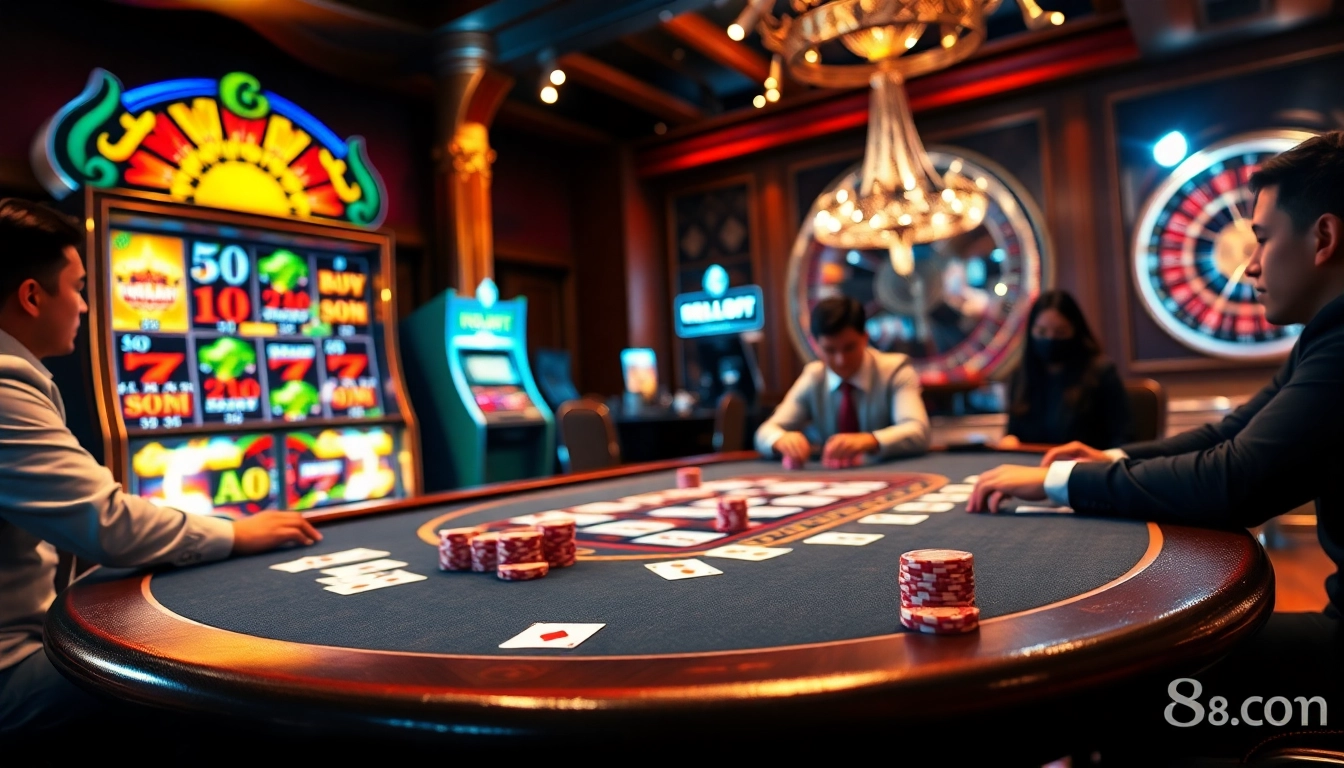 Experience the thrill of gambling at s8.com with elegant poker gameplay and vibrant casino elements.