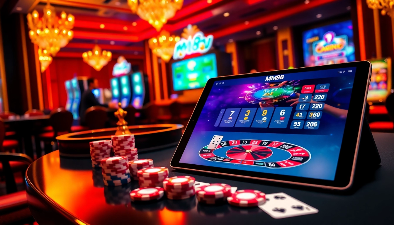 MM88 online gambling interface with vibrant casino elements and engaged players.