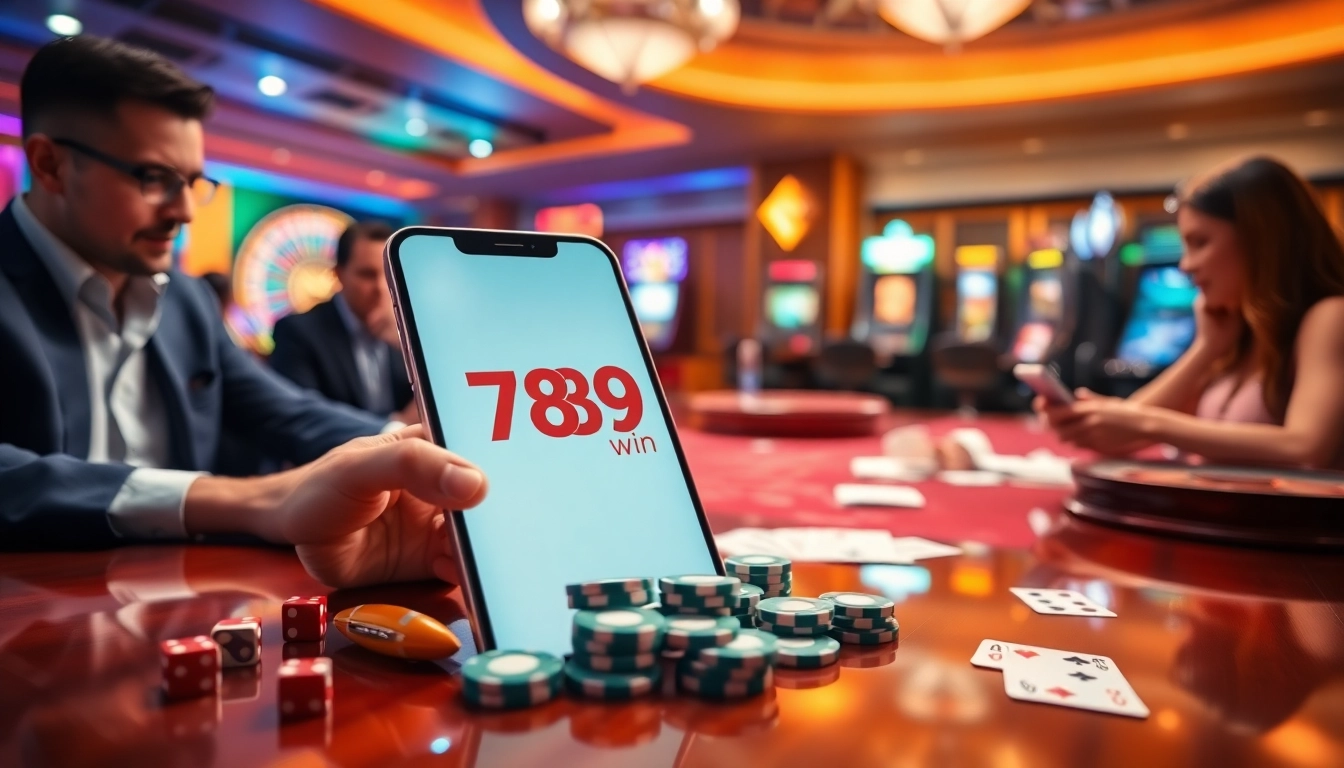 Experience the thrill of gaming with the 789win app in a vibrant casino setting.