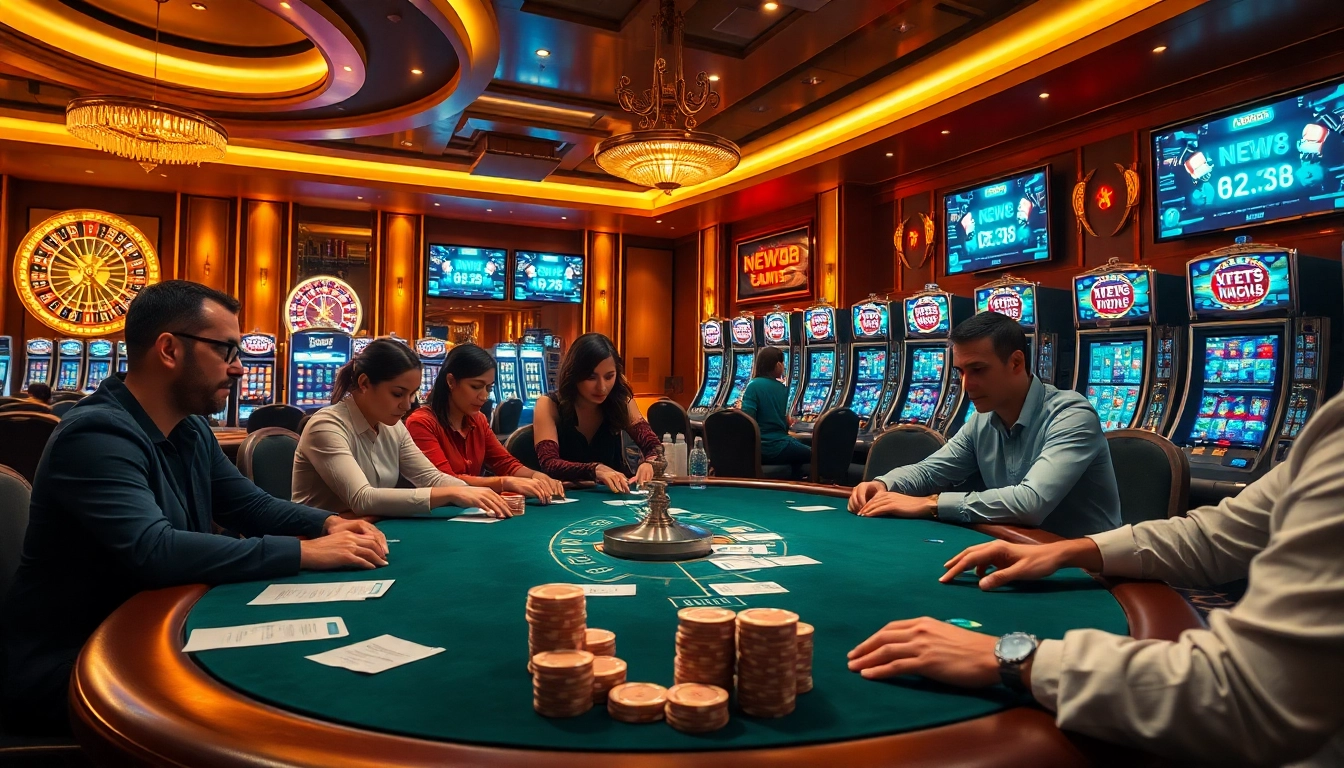 Play thrilling casino games at new88 with vibrant poker table action and engaging environments.