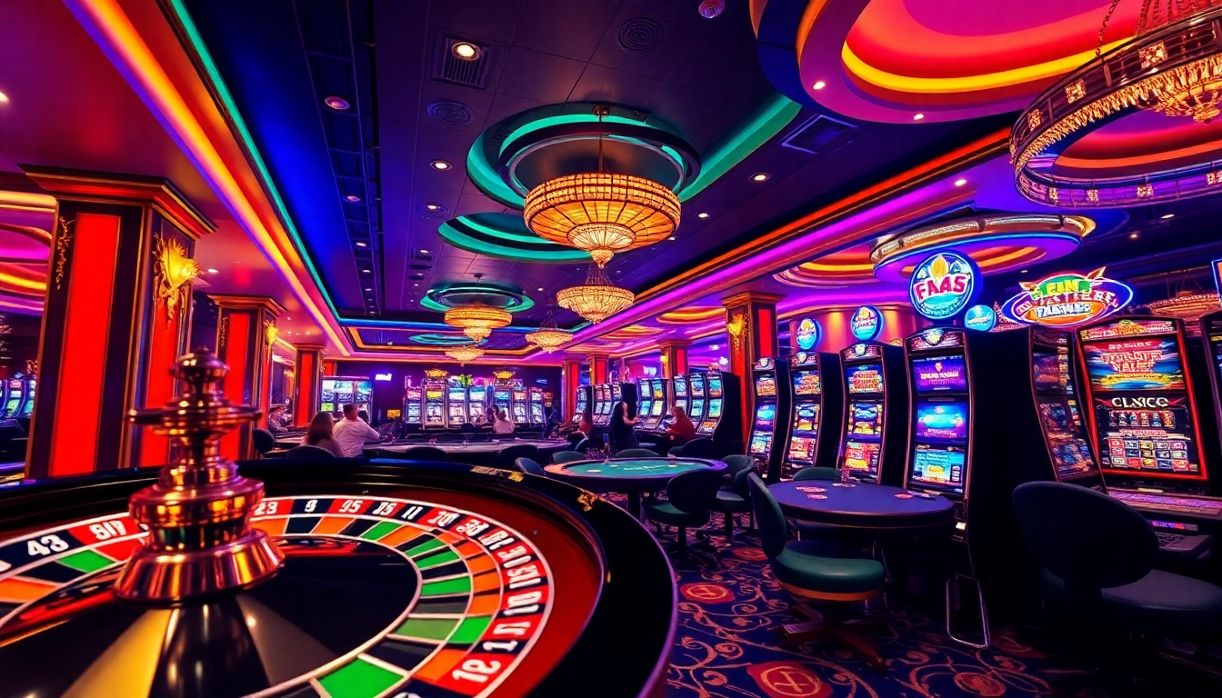 Experience the thrill of F168 gaming with poker tables, roulette wheels, and vibrant slot machines.