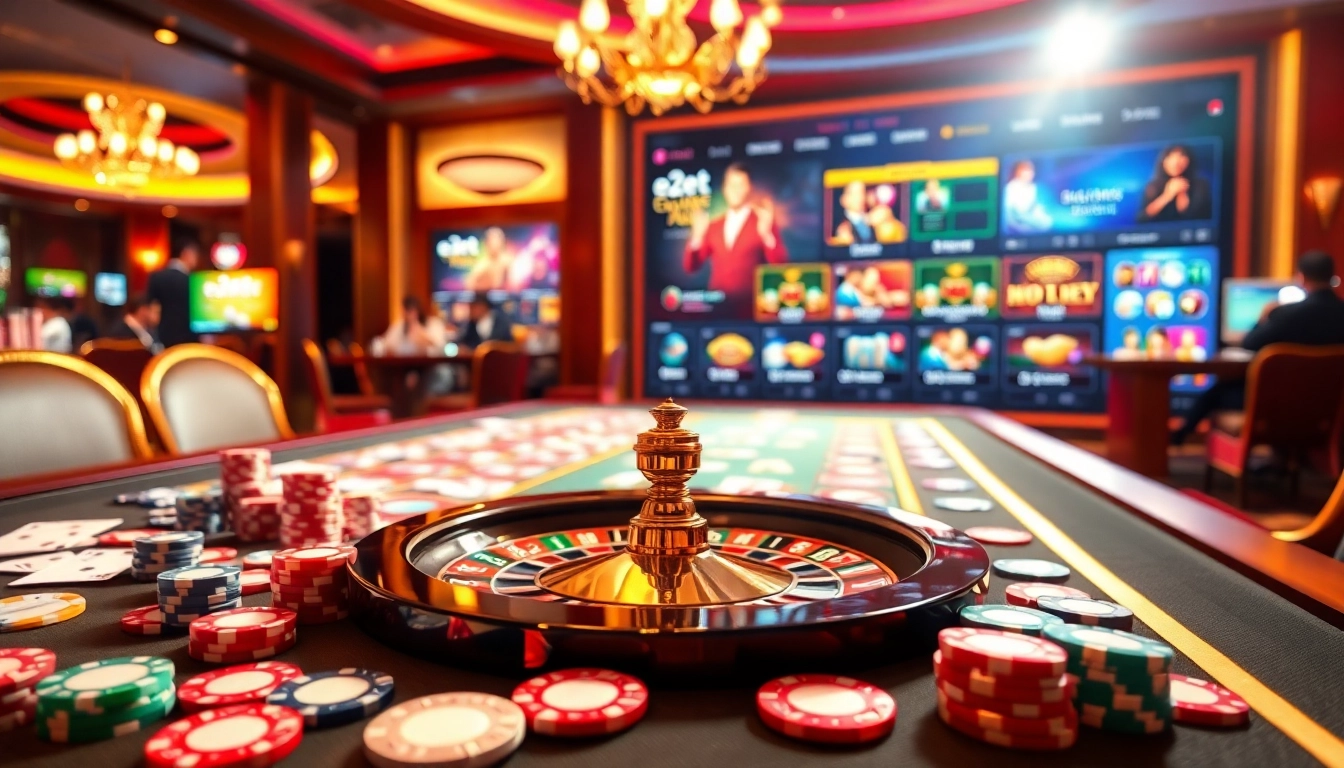 Experience the excitement of gambling with e2bet's vibrant casino table setup.