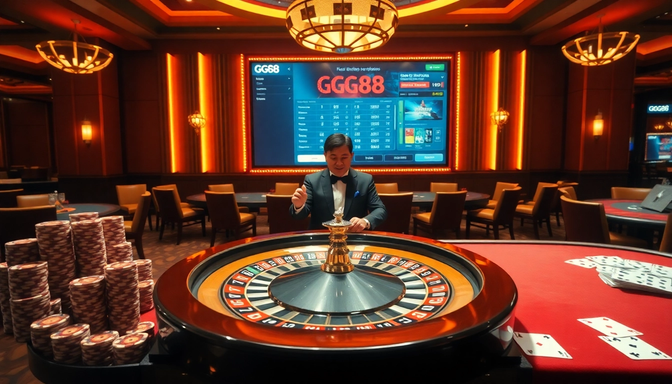 Experience the thrill of roulette at https://gg88.tech/, where players engage with dealers in a sophisticated casino setting.