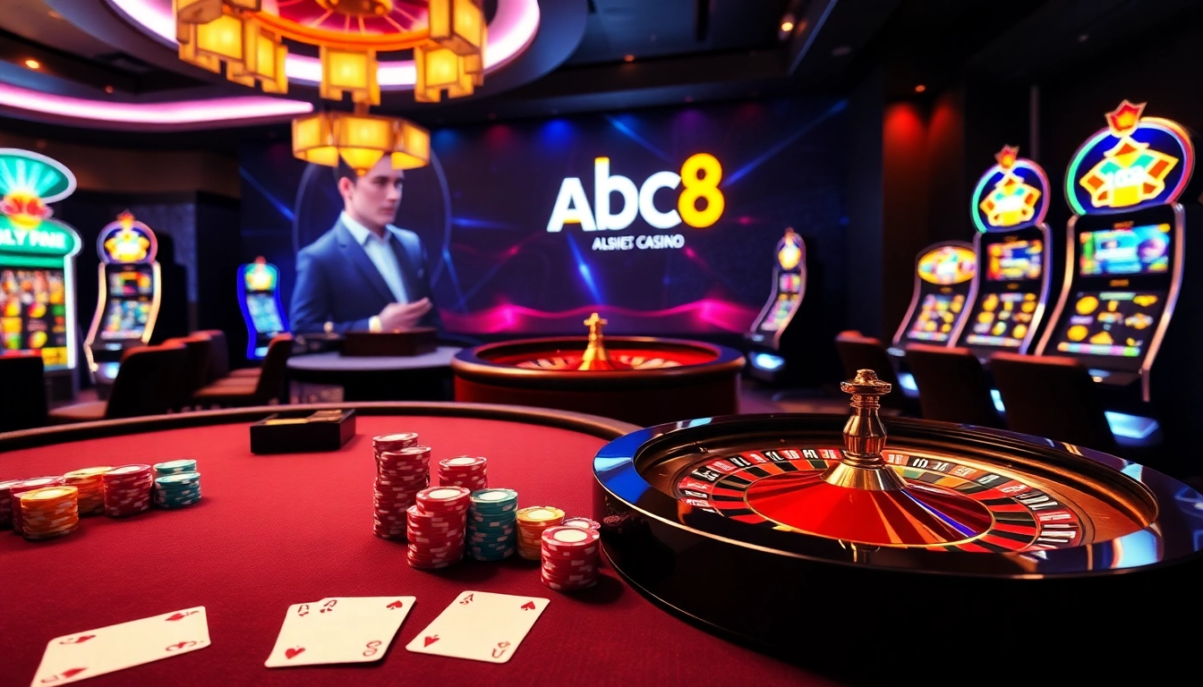 Experience excitement at abc8 with vibrant casino tables and engaging slot machines.