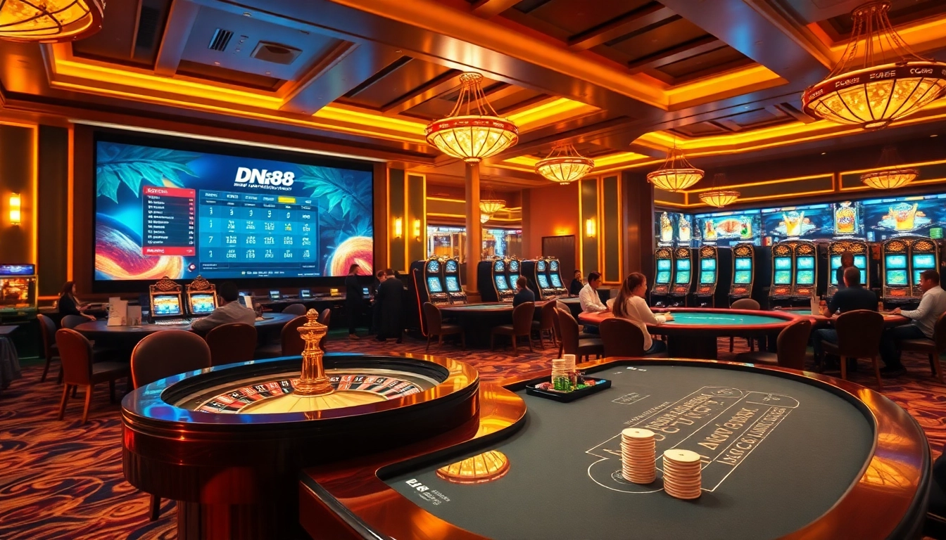 Excited gamblers at DN88's luxurious casino table during a thrilling betting session.