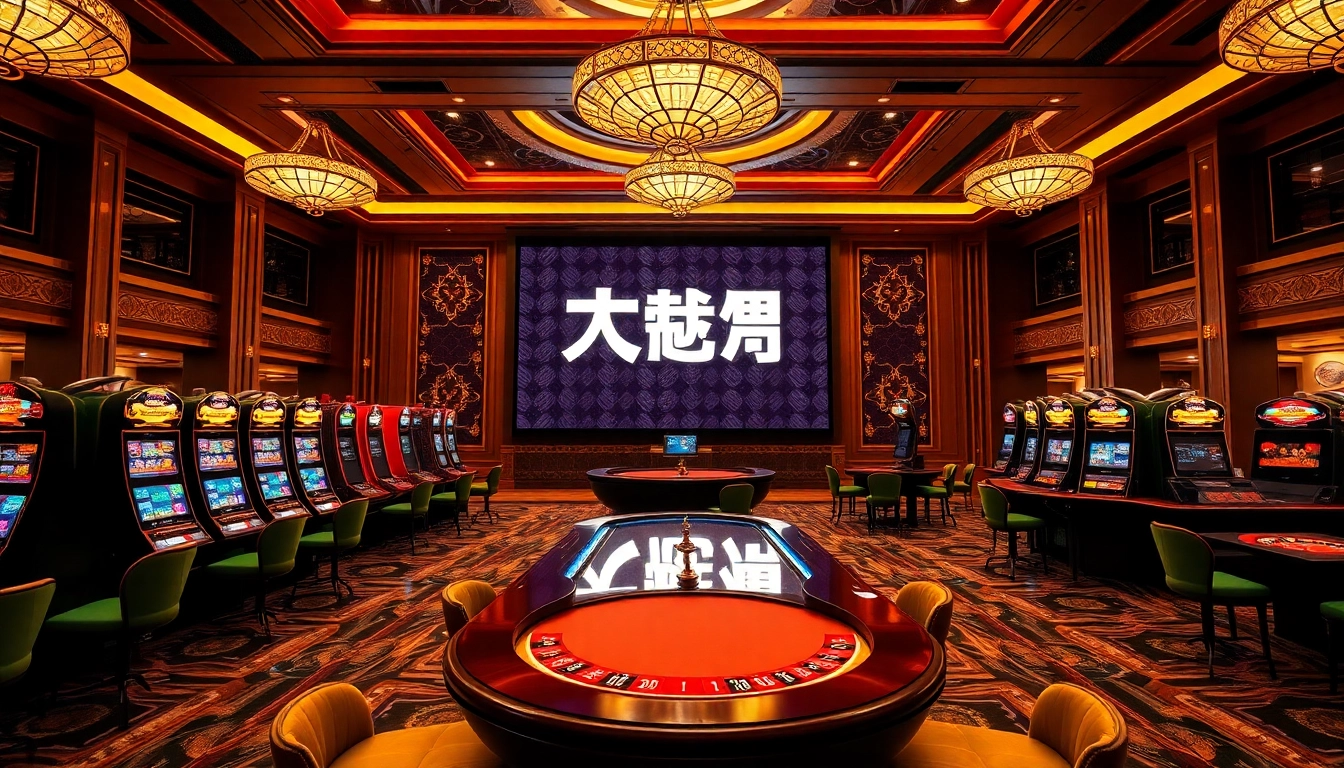 Engaging online gambling scene highlighting 로그인 on a vibrant casino display with tables and machines.