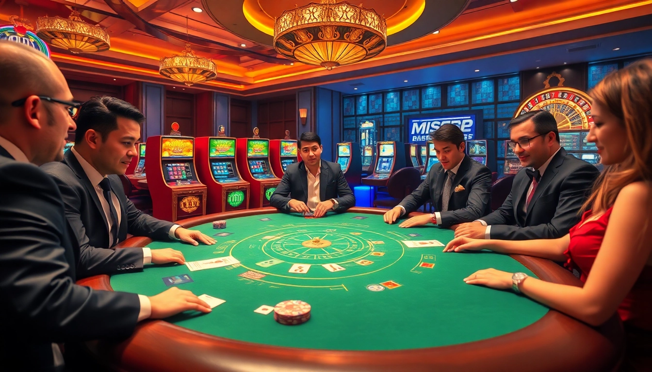 Exciting poker scene with players and elements of uu88 gambling atmosphere.